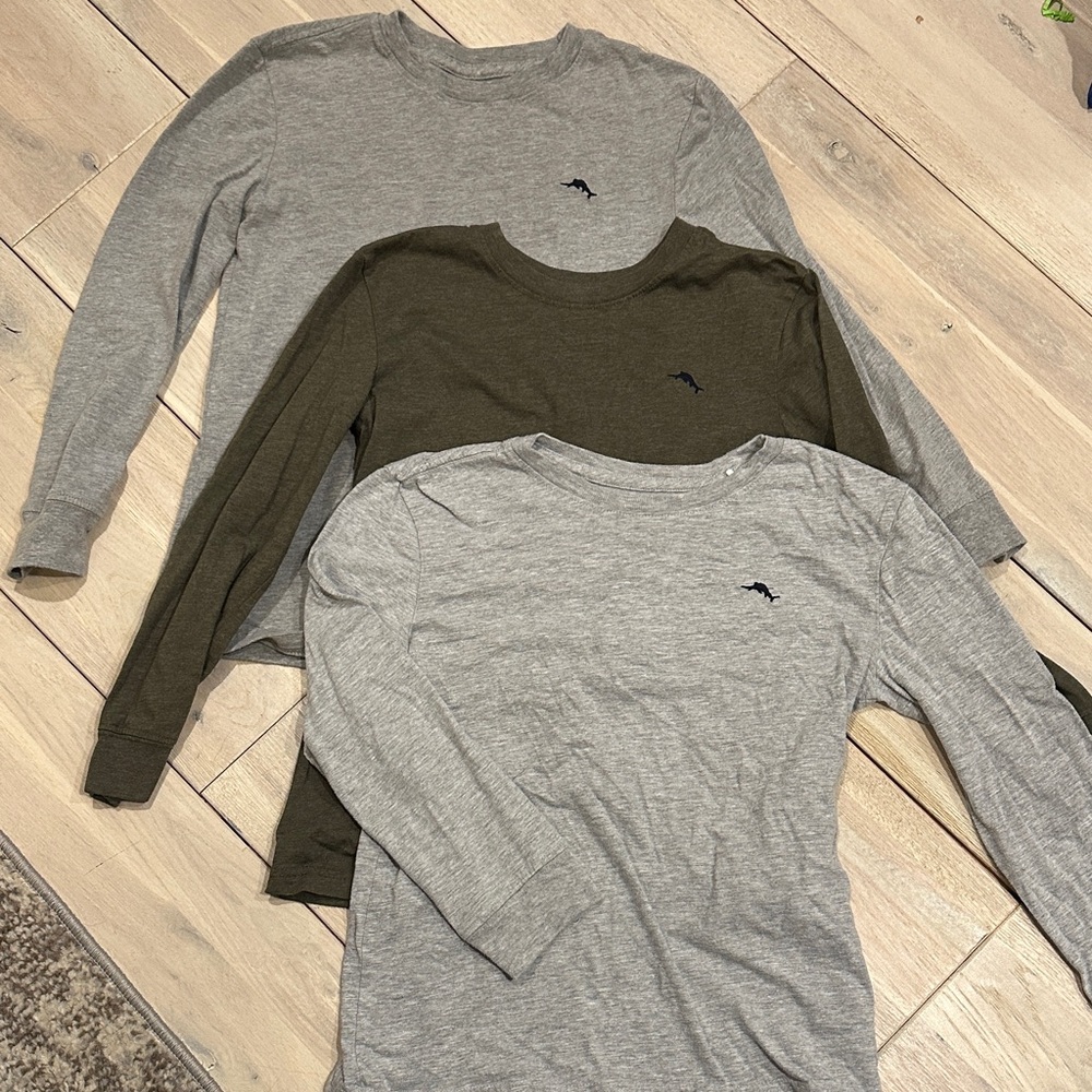 Bundle of 3 Tommy Bahama Long Sleeve Casual Tees Gray and Green